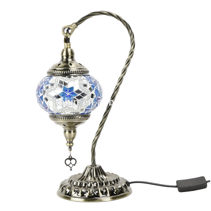 New Turkish Led Light for Table Lamp AC Modern 80 Round Vintage Green Glass Banker Lamp Stain Glass Lamp Mosaic Glass