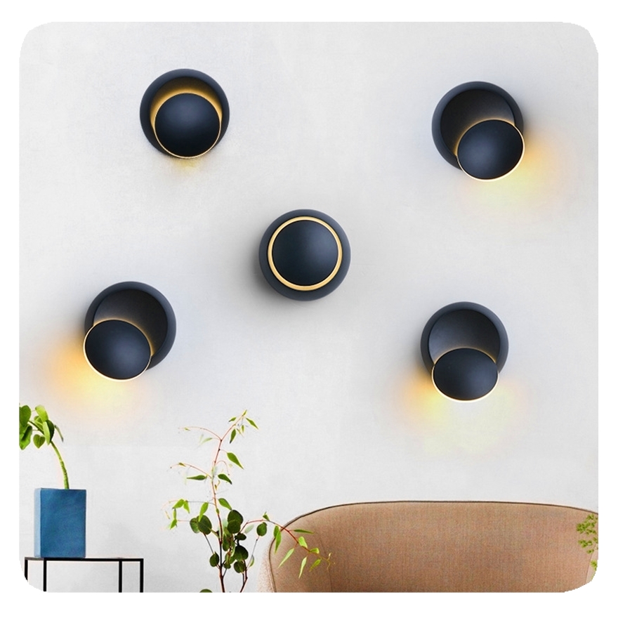 Modern Simple Living Room Hotel Hallway Staircase APCITL Decorative Wall Lamp LED Round Adjustable Bedside Light