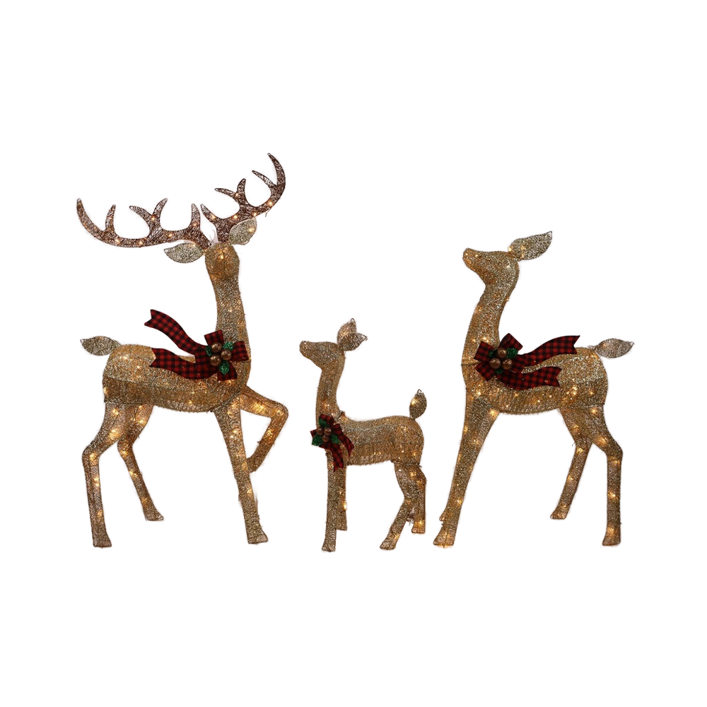 LED Reindeer Family String 220V Outdoor Holiday Glitter Decorations for Christmas Tree XMS440