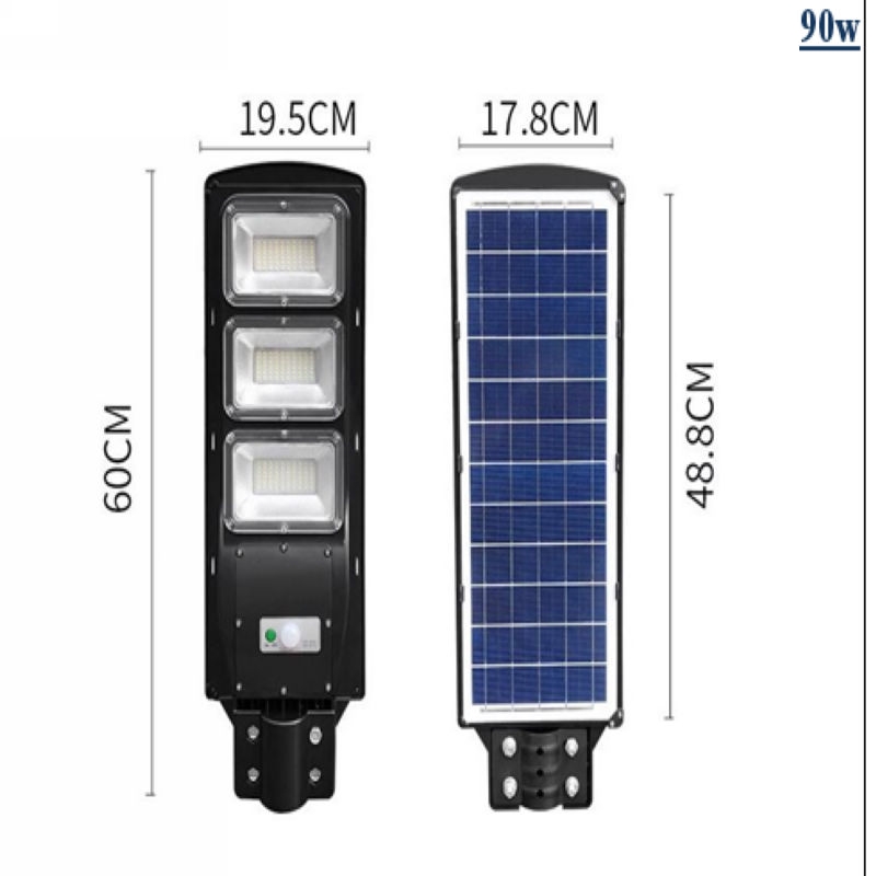 High Efficiency 90W IP65 Solar LED Street Light Outdoor Waterproof All-in-One ABS Body DC Power Supply 6500K Energy Star