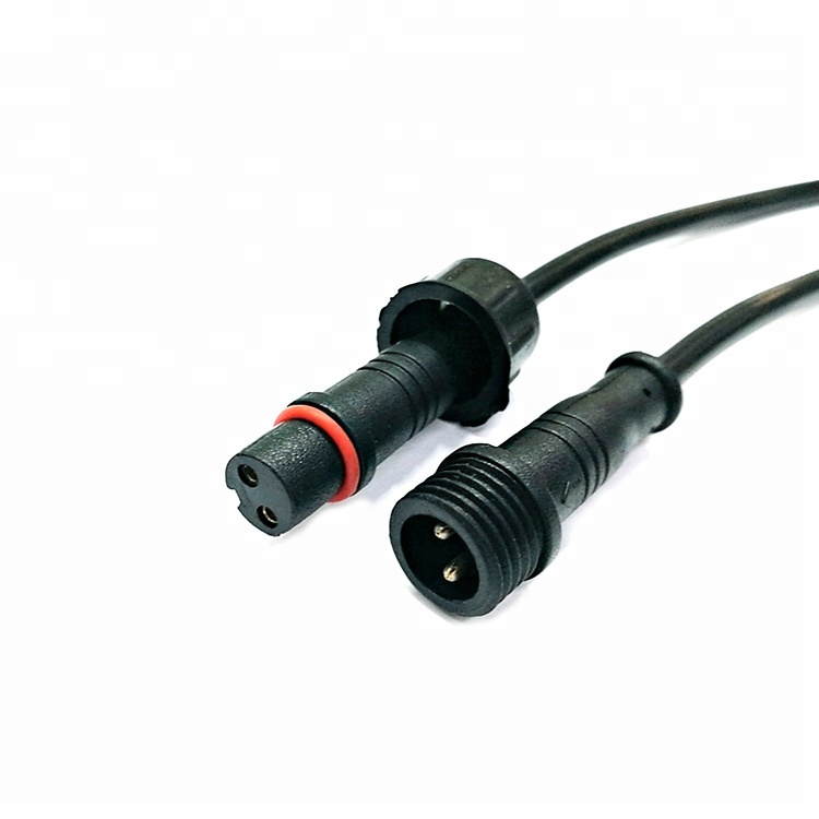 2 Core 2pin Black Pigtail Plastic Waterproof LED Connector Male Female Plug PVC Cable LCR1100picture2