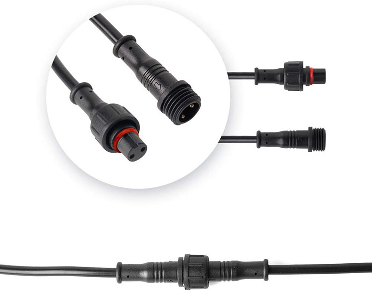 2 Core 2pin Black Pigtail Plastic Waterproof LED Connector Male Female Plug PVC Cable LCR1100picture5