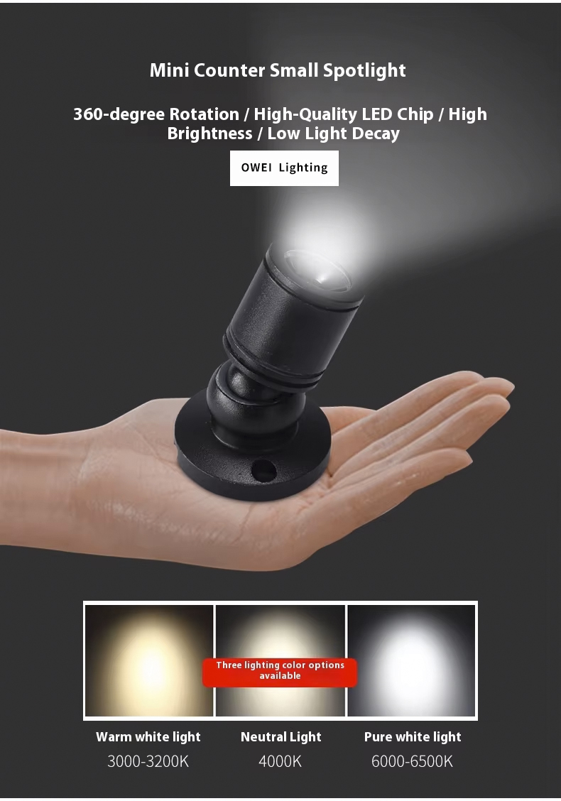 Mini Modern 3W LED Counter Lamp for Home Office Hotel 220V IP33 Small Spotlight JEW260picture4