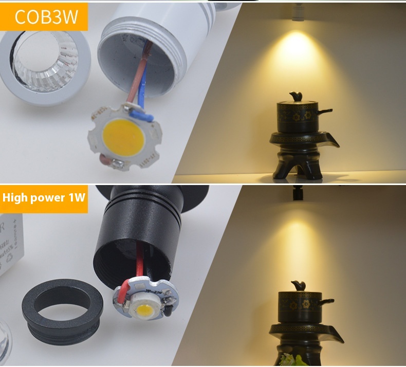 Mini Modern 3W LED Counter Lamp for Home Office Hotel 220V IP33 Auto Color Small Spotlight for Jewelry Wine Storage Counter