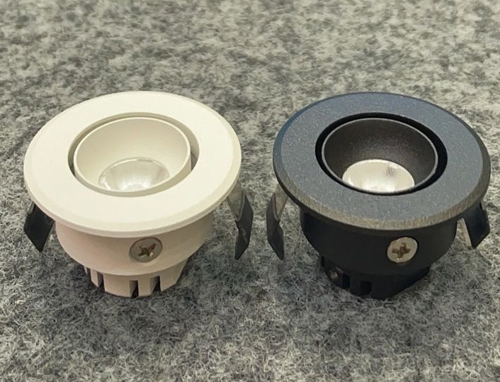 Mini 1W-3W LED Spotlight Modern Adjustable Angle Downlight E27 ba<i></i>se IP33 for Display & Wine Cabinets Aluminum Body 40mm Opening