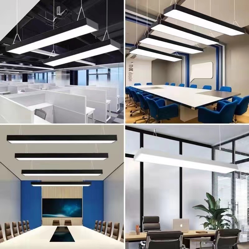 Modern Simple LED Office Chandelier 108W Rectangular Linear Lamp LNL510picture4