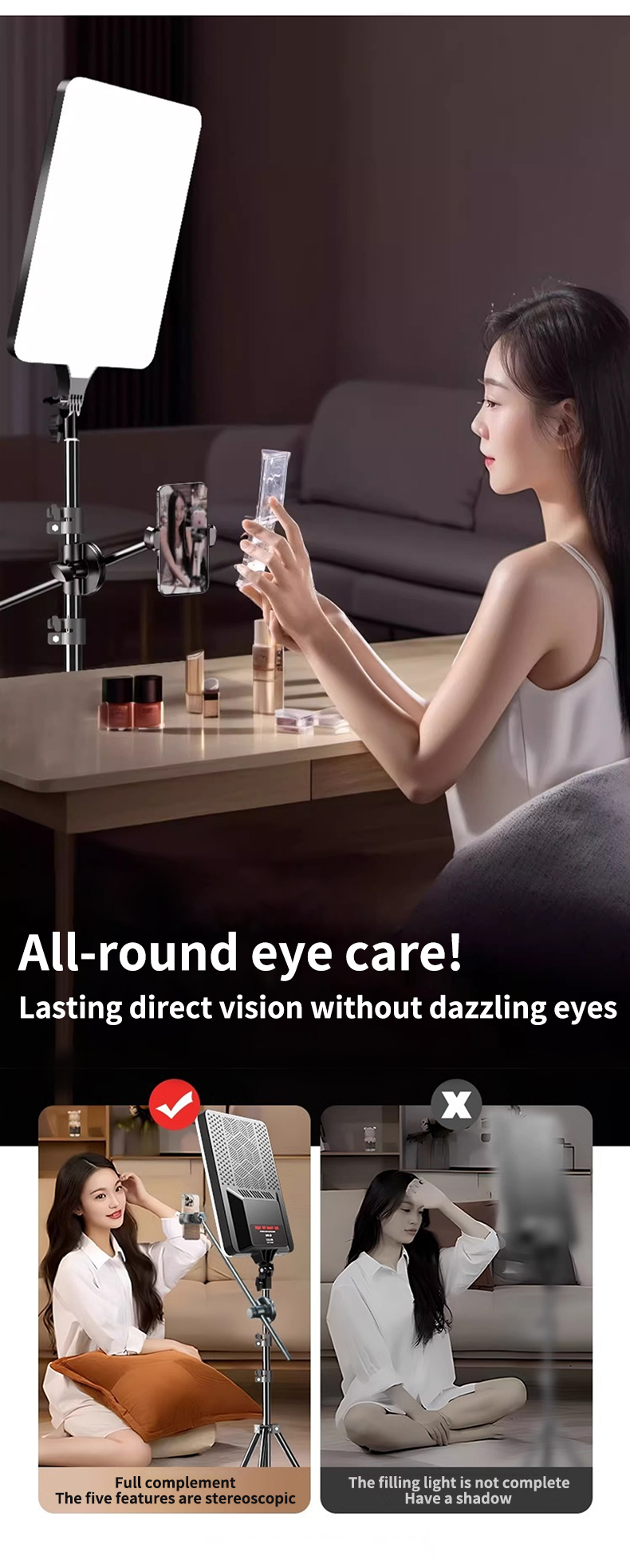 MIAOTU LED Video & Photography Light Accurate RGB Color Rendering Fill Light Studio Camera Live Shooting Charging Tablet Light