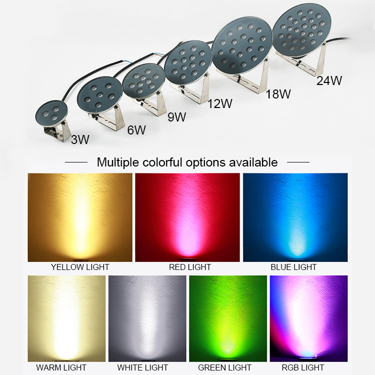 IP68 3/6/9/12/18/24W LED RGB RGBW Underwater Decorative Submersible LED Fountain Light for Pool UW17picture2