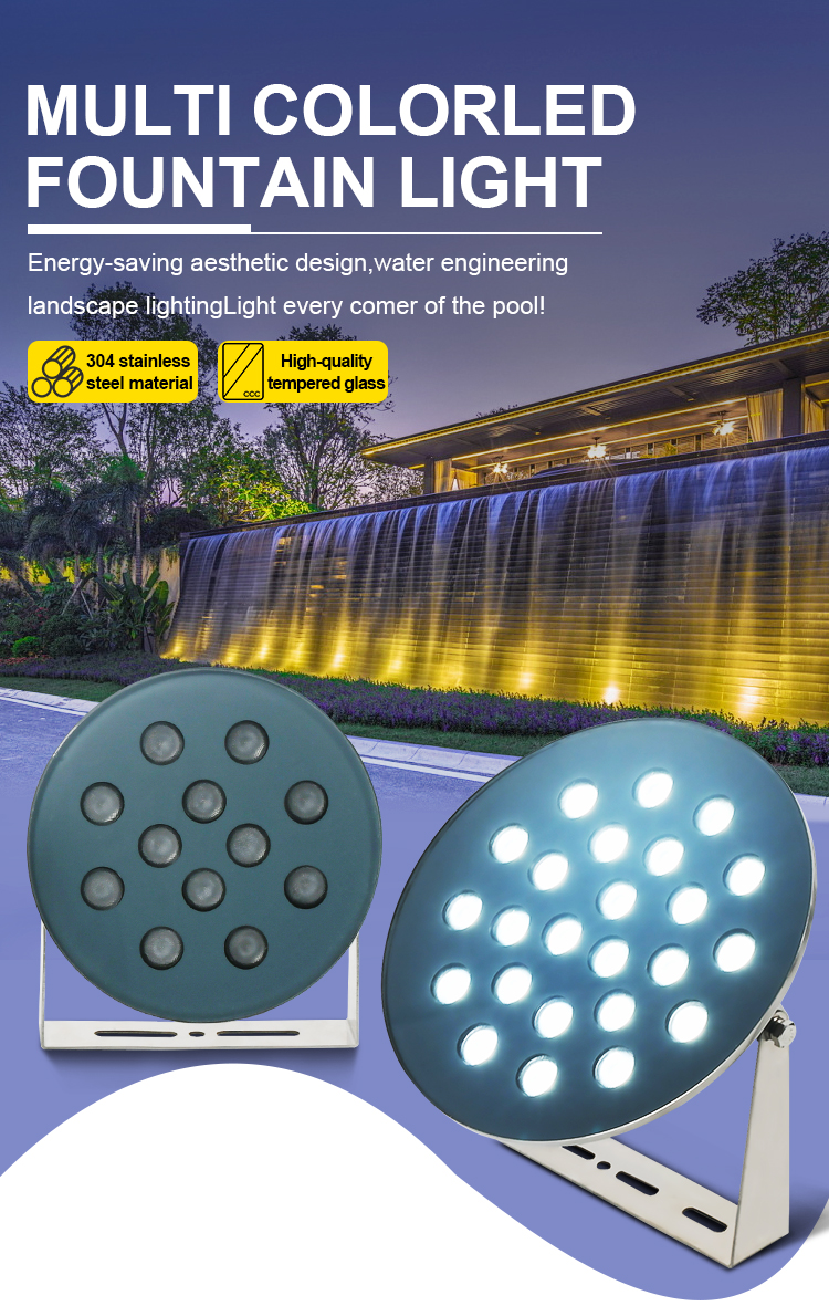 Ip68 3/6/9/12/18/24W Warm White Led Rgb Rgbw Green AC 12V Underwater Decorative Submersible LED Fountain Light for Pool