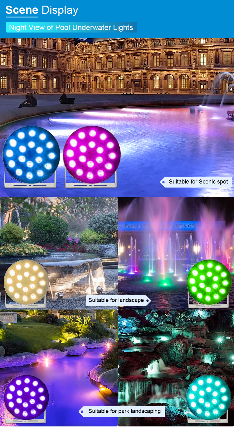 Ip68 3/6/9/12/18/24W Warm White Led Rgb Rgbw Green AC 12V Underwater Decorative Submersible LED Fountain Light for Pool