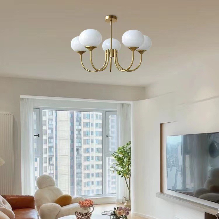 French Retro Modern Brass and Iron Hanging Chandelier with Bauhaus Design-E26 Base 220V RTS500picture4