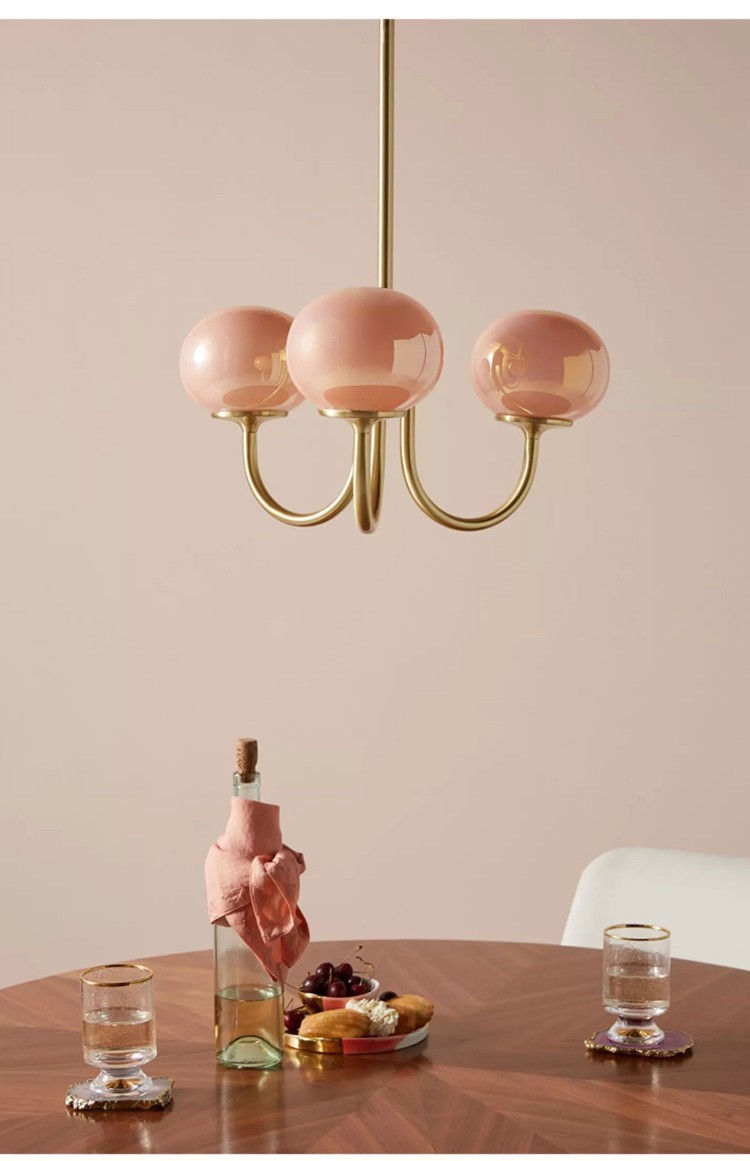 French Retro Modern Brass and Iron Hanging Chandelier with Bauhaus Design-E26 ba<i></i>se 220V for Hotel Bedrooms