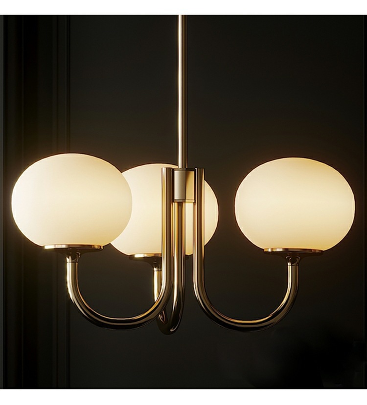 French Retro Modern Brass and Iron Hanging Chandelier with Bauhaus Design-E26 ba<i></i>se 220V for Hotel Bedrooms