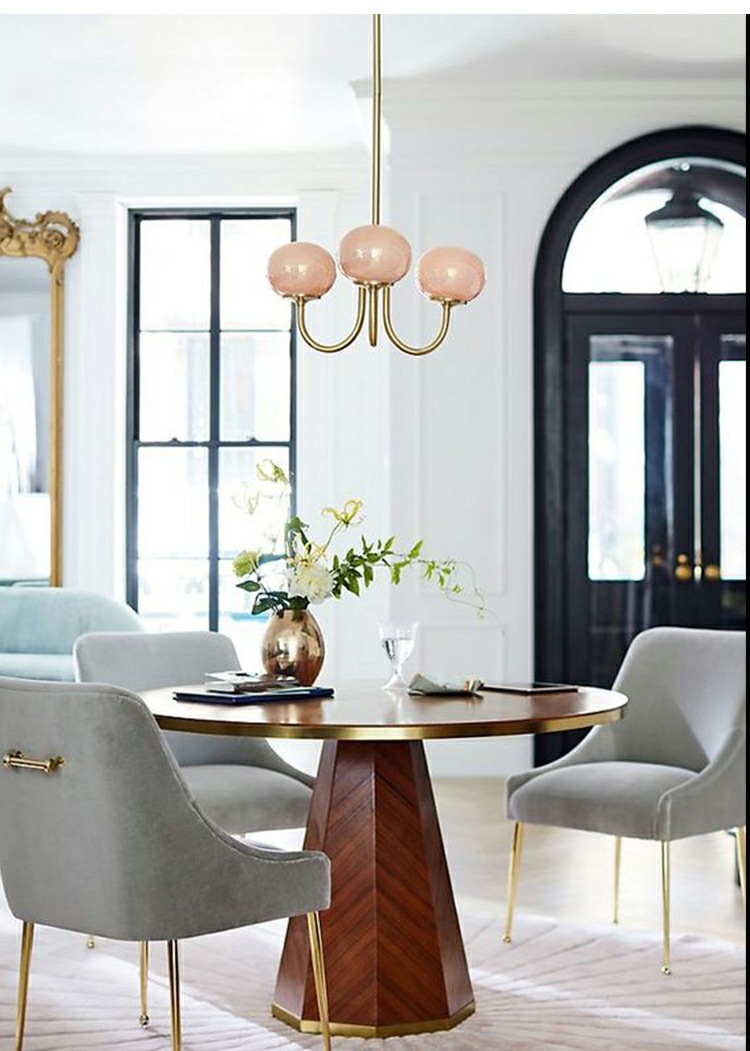 French Retro Modern Brass and Iron Hanging Chandelier with Bauhaus Design-E26 ba<i></i>se 220V for Hotel Bedrooms