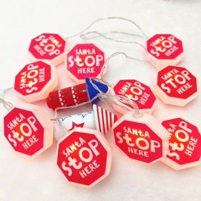 Battery Santa Stop Here LED Light String for Outdoor Christmas Party Decorations XMS470picture7