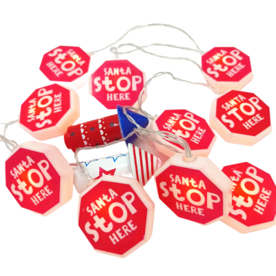 Battery Santa Stop Here LED Light String for Outdoor Christmas Party Decorations XMS470picture1