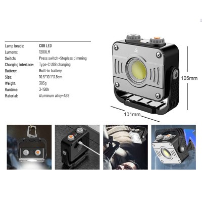 360° Foldable 3-in-1 USB-C Rechargeable Magnetic Portable COB Work Light WRL690picture3