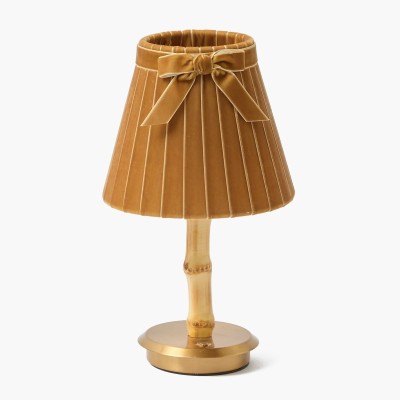 Cordless Rechargeable Battery Fabric Shade Short Bamboo-jointed Table Lamp DTL3190picture7