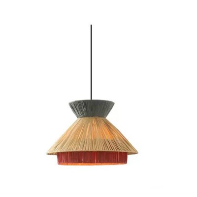 Chinese Retro Wabi Sabi Bamboo Rattan LED Chandelier Pendant Light CNS220picture1